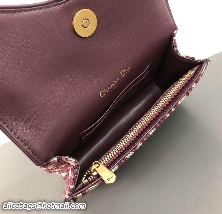 Best Price Dior Oblique Jacquard Canvas Saddle Belt Pouch Bag 500718 Burgundy