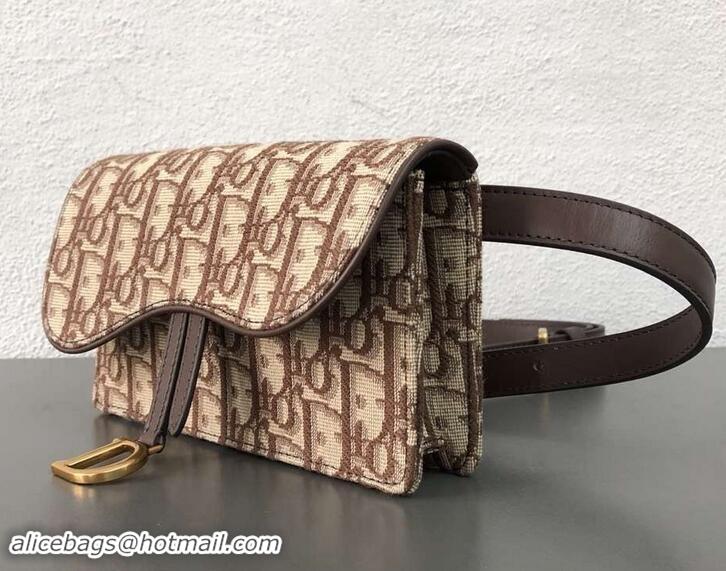 Crafted Dior Oblique Jacquard Canvas Saddle Belt Pouch Bag 500718 Brown