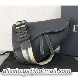 Good Taste Dior Grained Calfskin Saddle Shoulder Belt Bag 500720 Navy Blue