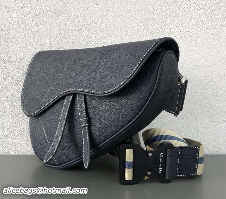 Good Taste Dior Grained Calfskin Saddle Shoulder Belt Bag 500720 Navy Blue