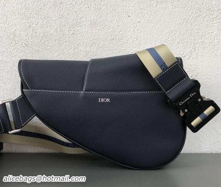 Good Taste Dior Grained Calfskin Saddle Shoulder Belt Bag 500720 Navy Blue