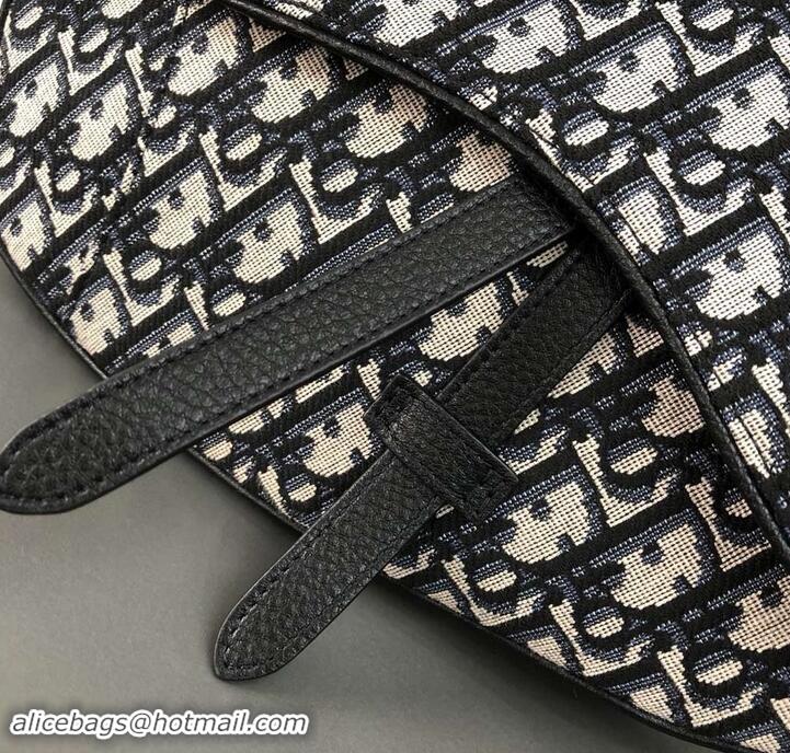 Unique Style Dior Oblique Jacquard Canvas Saddle Shoulder Belt Bag 500721 Blue