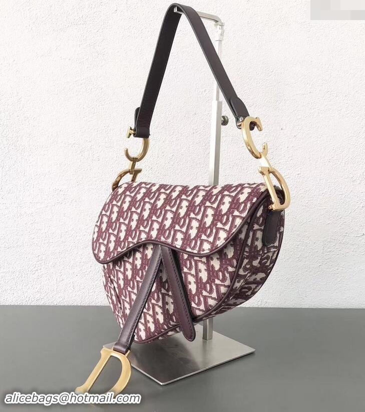 Good Looking Dior Saddle Bag In Oblique Jacquard Canvas 500722 Burgundy