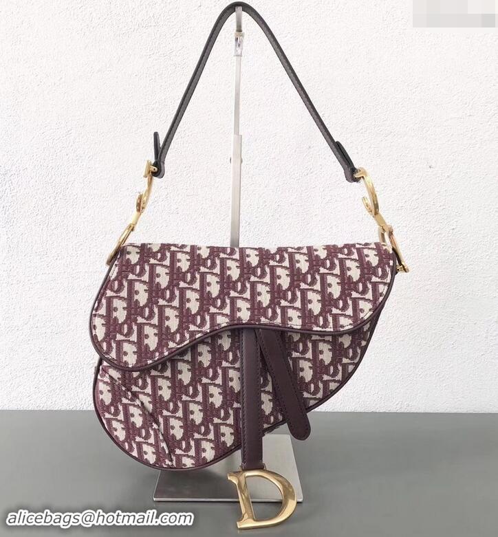 Good Looking Dior Saddle Bag In Oblique Jacquard Canvas 500722 Burgundy