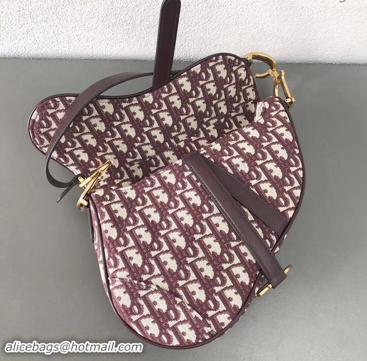 Good Looking Dior Saddle Bag In Oblique Jacquard Canvas 500722 Burgundy