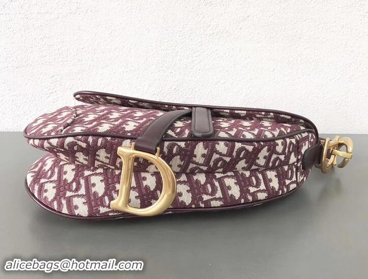 Good Looking Dior Saddle Bag In Oblique Jacquard Canvas 500722 Burgundy