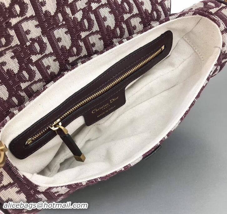 Good Looking Dior Saddle Bag In Oblique Jacquard Canvas 500722 Burgundy