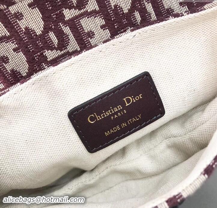 Best Quality Dior Mini Saddle Bag In Oblique Jacquard Canvas 500723 Burgundy