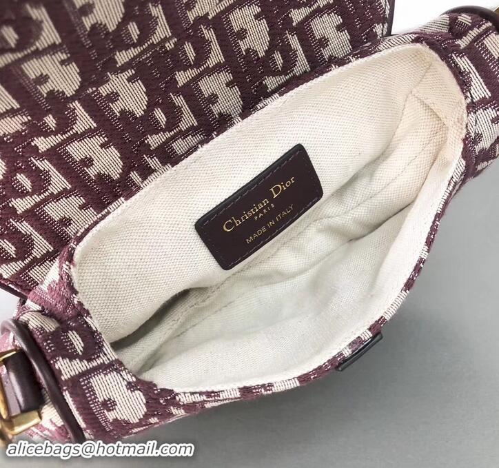 Best Quality Dior Mini Saddle Bag In Oblique Jacquard Canvas 500723 Burgundy