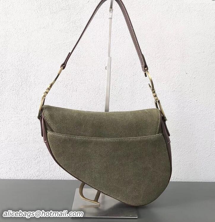 Trendy Design Dior Saddle Bag in Canvas 500724 Green