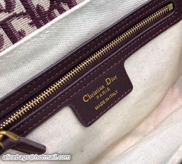 Classic Practical Dior Vintage CD Logo Shoulder Bag In Oblique Jacquard Canvas 500728 Burgundy