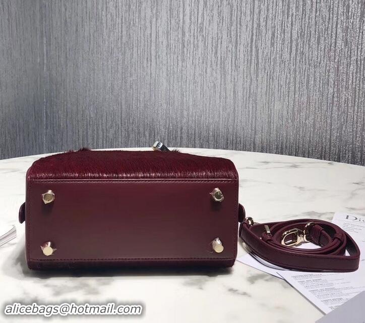 New Stylish Dior Lily Bag In Horsehair Pony Effect 500811 Burgundy