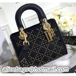 Pretty Style Lady Dior Suede Studded Mini Bag 500812 Black 2019