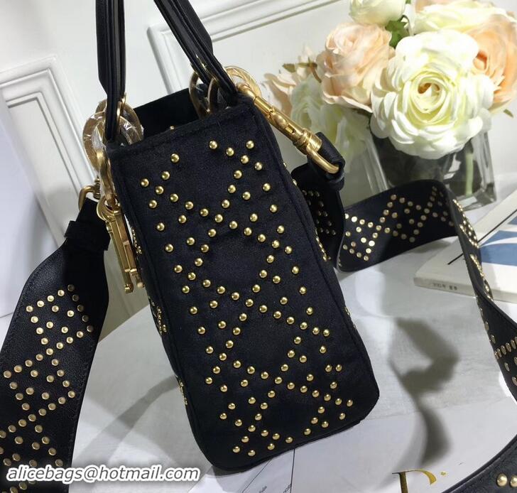 Pretty Style Lady Dior Suede Studded Mini Bag 500812 Black 2019