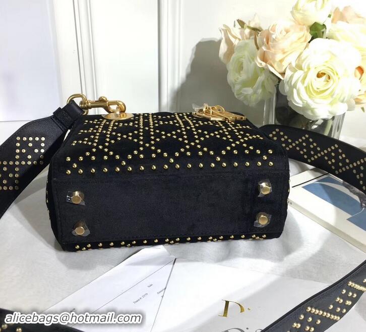 Pretty Style Lady Dior Suede Studded Mini Bag 500812 Black 2019