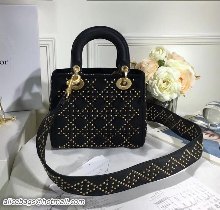 Pretty Style Lady Dior Suede Studded Mini Bag 500812 Black 2019