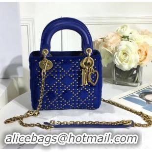 Best Price Lady Dior Suede Studded Mini Bag 500812 Blue/Heart 2019