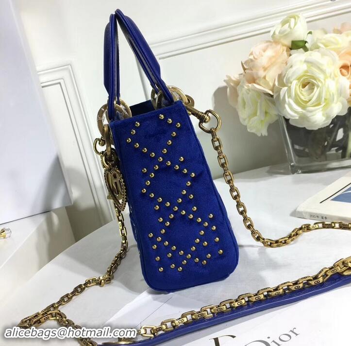 Best Price Lady Dior Suede Studded Mini Bag 500812 Blue/Heart 2019