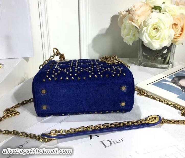 Best Price Lady Dior Suede Studded Mini Bag 500812 Blue/Heart 2019