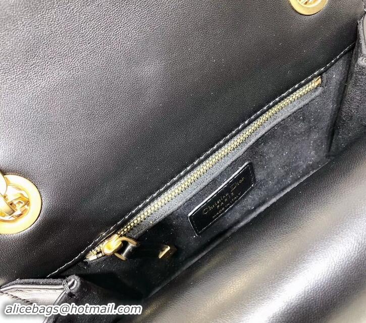 Lower Price Miss Dior CD Logo Shoulder Bag in Cannage Lambskin 500814 Black 2019