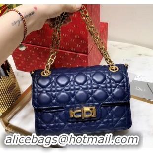 Sumptuous Miss Dior CD Logo Shoulder Bag in Cannage Lambskin 500814 Blue 2019