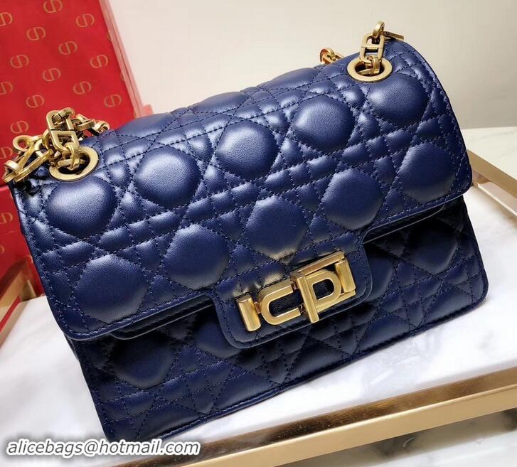 Sumptuous Miss Dior CD Logo Shoulder Bag in Cannage Lambskin 500814 Blue 2019