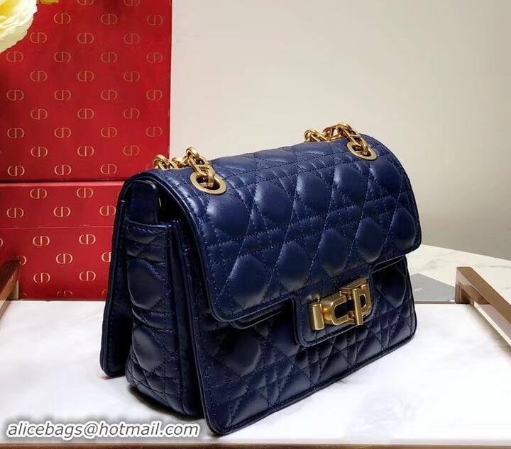 Sumptuous Miss Dior CD Logo Shoulder Bag in Cannage Lambskin 500814 Blue 2019