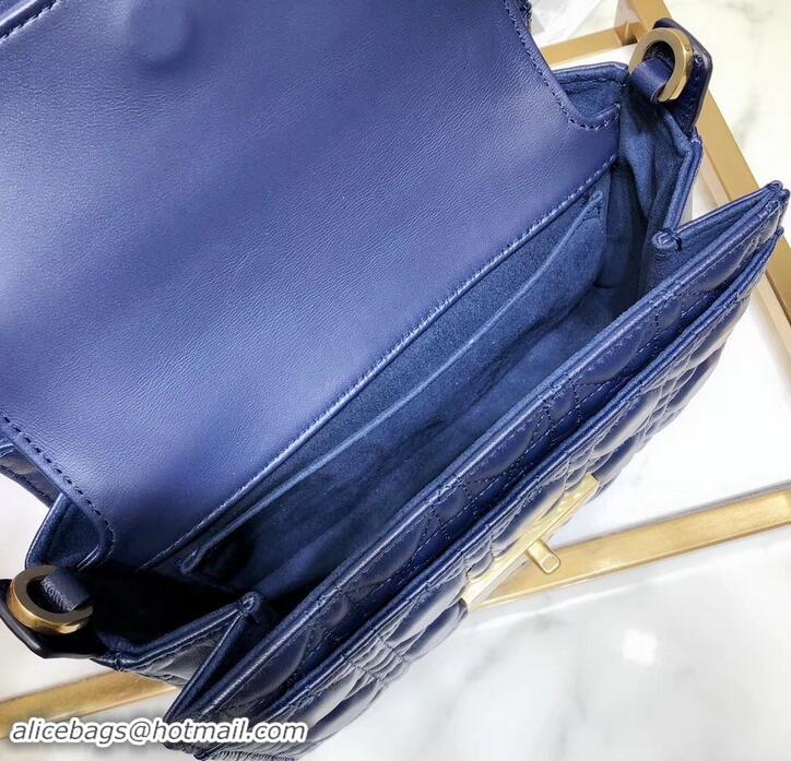 Sumptuous Miss Dior CD Logo Shoulder Bag in Cannage Lambskin 500814 Blue 2019