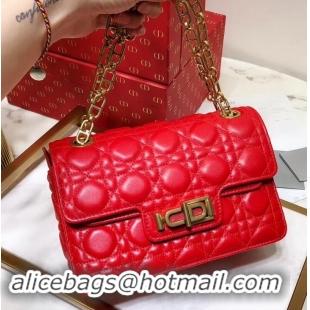 Unique Style Miss Dior CD Logo Shoulder Bag in Cannage Lambskin 500814 Red 2019