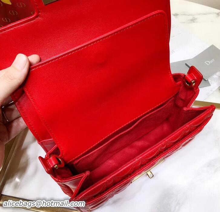 Unique Style Miss Dior CD Logo Shoulder Bag in Cannage Lambskin 500814 Red 2019