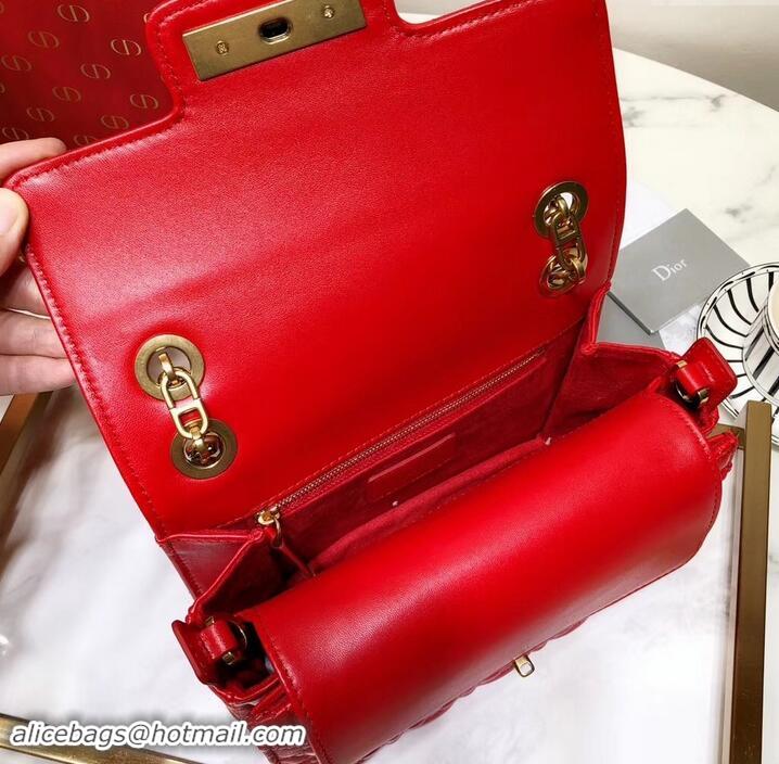 Unique Style Miss Dior CD Logo Shoulder Bag in Cannage Lambskin 500814 Red 2019