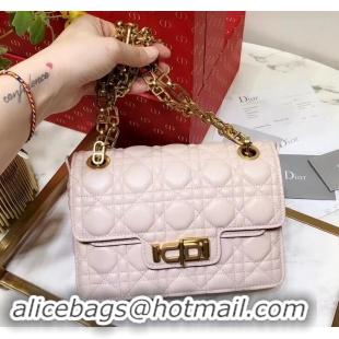 Good Looking Miss Dior CD Logo Shoulder Bag in Cannage Lambskin 500814 Pale Pink 2019