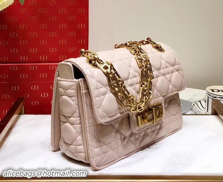 Good Looking Miss Dior CD Logo Shoulder Bag in Cannage Lambskin 500814 Pale Pink 2019