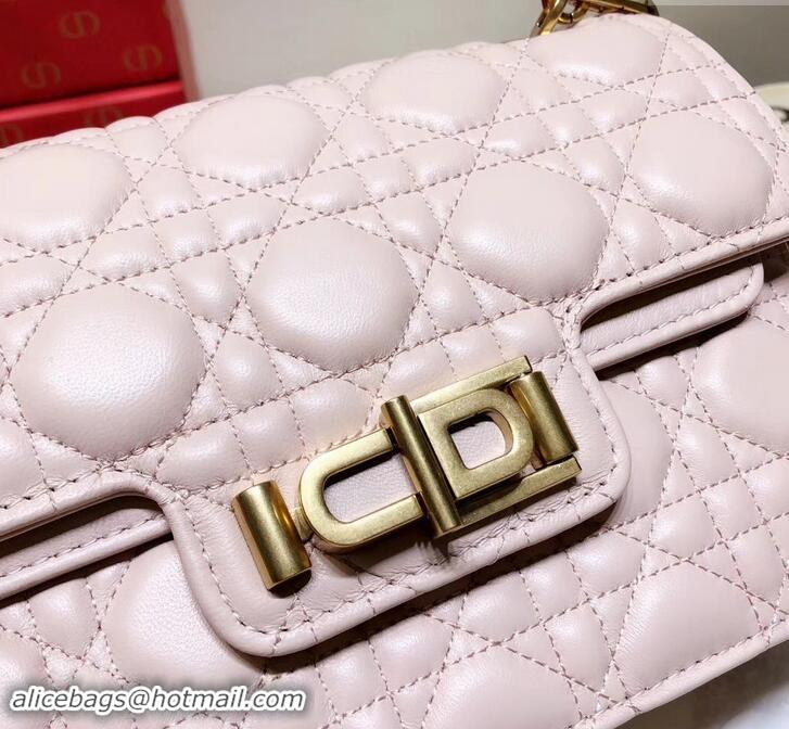 Good Looking Miss Dior CD Logo Shoulder Bag in Cannage Lambskin 500814 Pale Pink 2019