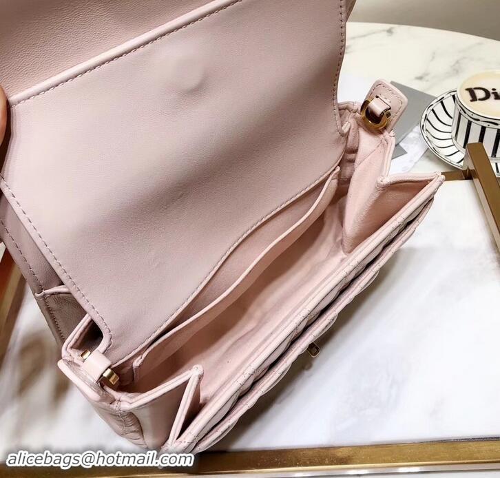 Good Looking Miss Dior CD Logo Shoulder Bag in Cannage Lambskin 500814 Pale Pink 2019