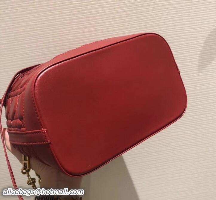 Good Quality Miss Dior Quilted Cannage Lambskin Drawstring Bucket Bag 500815 Red 2019