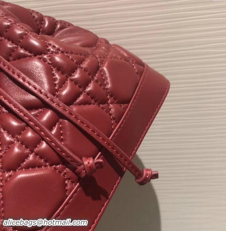 Fashion Luxury Miss Dior Quilted Cannage Lambskin Drawstring Bucket Mini Bag 500816 Red 2019