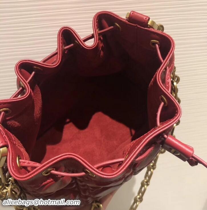 Fashion Luxury Miss Dior Quilted Cannage Lambskin Drawstring Bucket Mini Bag 500816 Red 2019