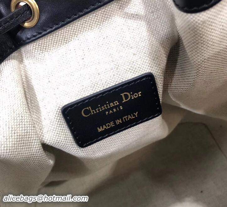 Sophisticated Miss Dior Oblique Canvas Drawstring Bucket Bag 500817 Blue 2019