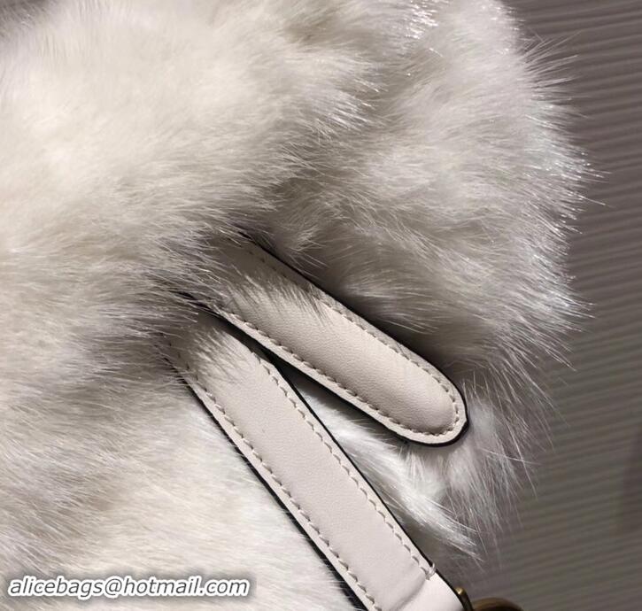 Stylish Dior Mink Fur Mini Saddle Bag 500818 White 2019