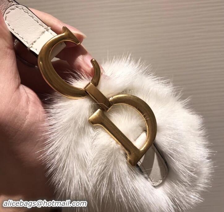 Stylish Dior Mink Fur Mini Saddle Bag 500818 White 2019