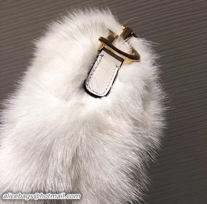 Stylish Dior Mink Fur Mini Saddle Bag 500818 White 2019