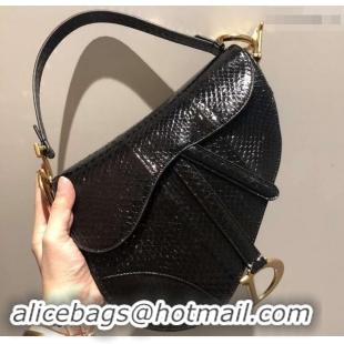 Shoulder Carry Dior Python Saddle Bag 500819 Black 2019