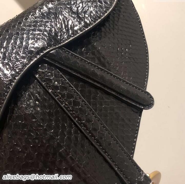 Shoulder Carry Dior Python Saddle Bag 500819 Black 2019