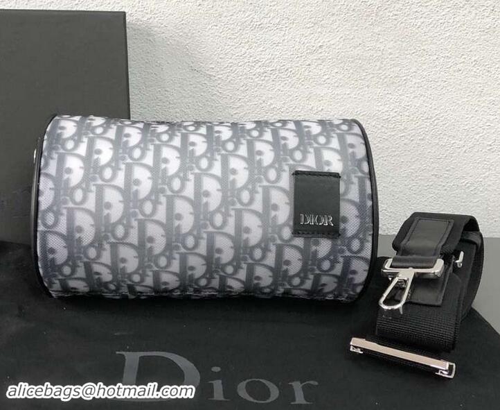 Stylish Dior Oblique Jacquard Technical Fabric Roller Shoulder Bag 500820 Blue 2019