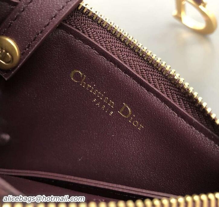 Good Quality Dior Oblique Jacquard Canvas Saddle Zipped Purse 500821 Burgundy 2019