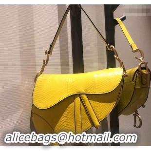 Good Product Dior Python Saddle Bag 500822 Yellow 2019