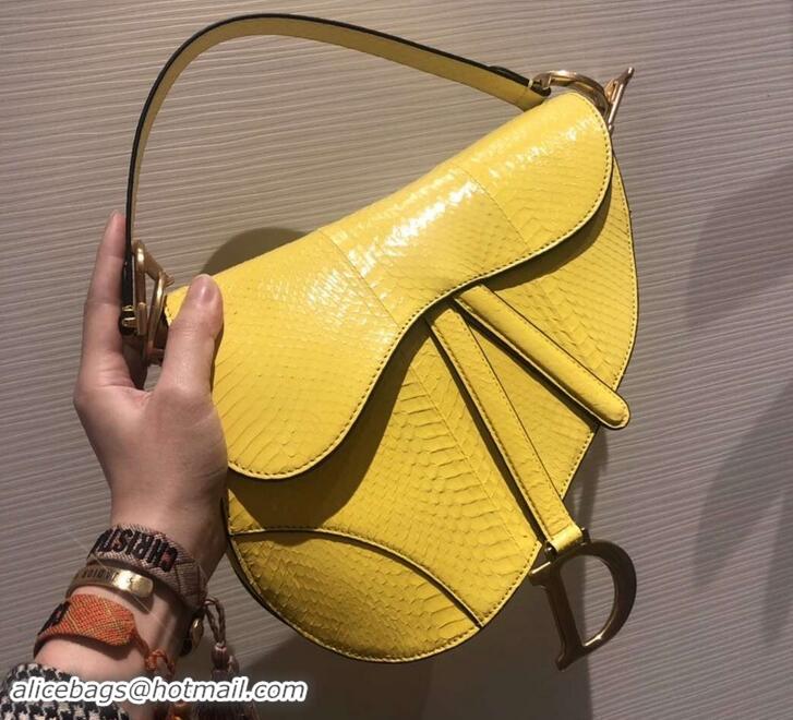 Good Product Dior Python Saddle Bag 500822 Yellow 2019