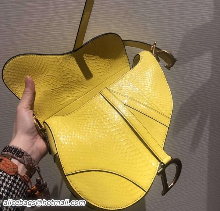 Good Product Dior Python Saddle Bag 500822 Yellow 2019