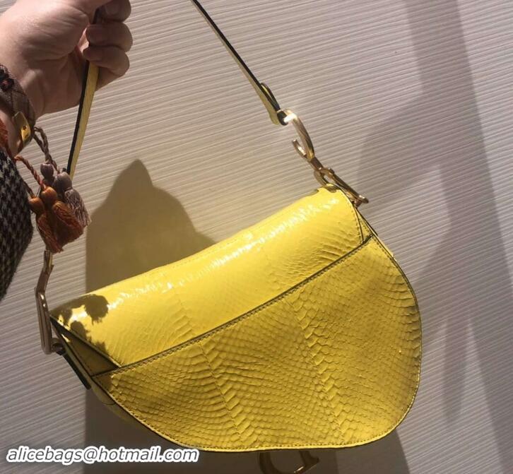 Good Product Dior Python Saddle Bag 500822 Yellow 2019